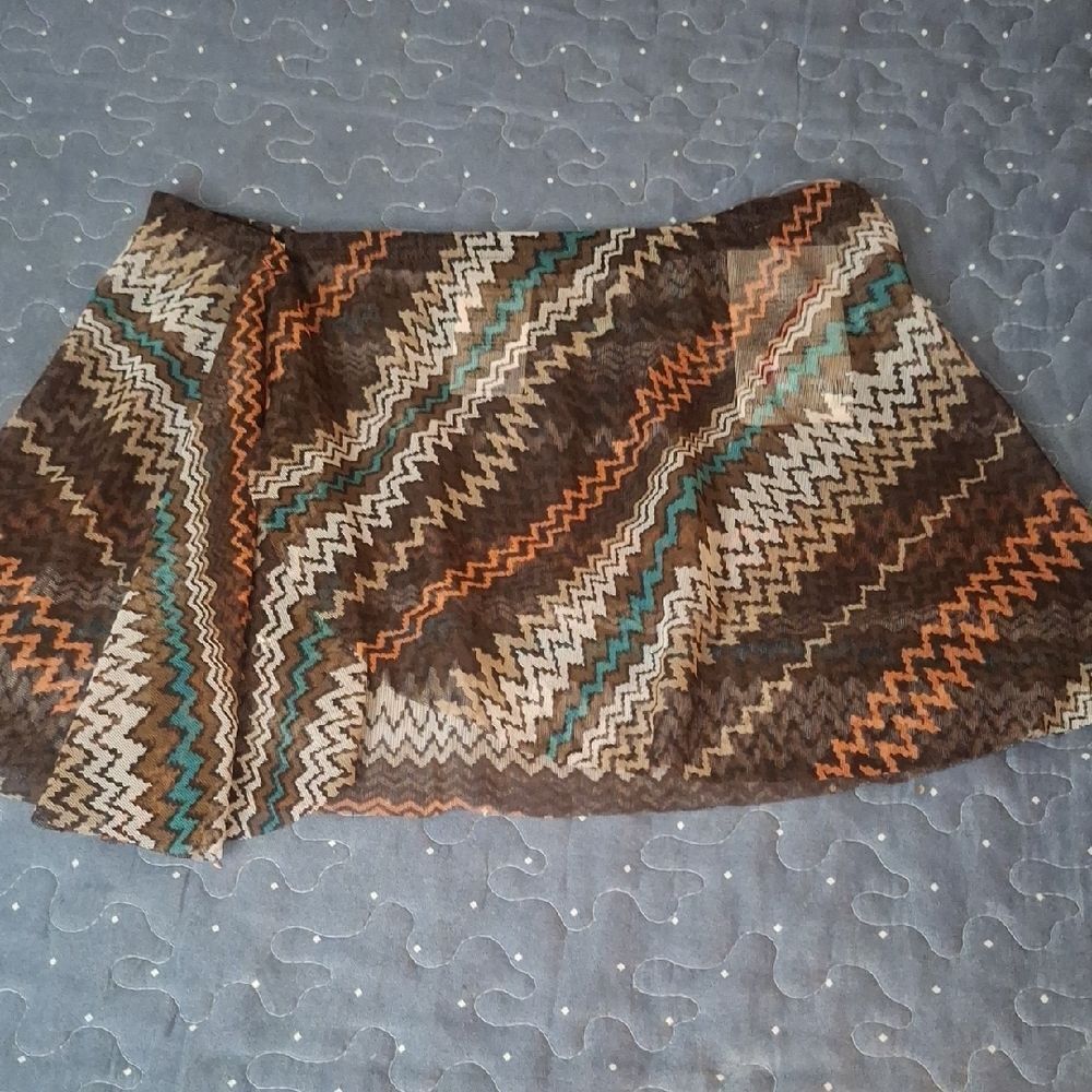 Capezio Brown Zigzag Button Wrap Skirt size XS / S NWT